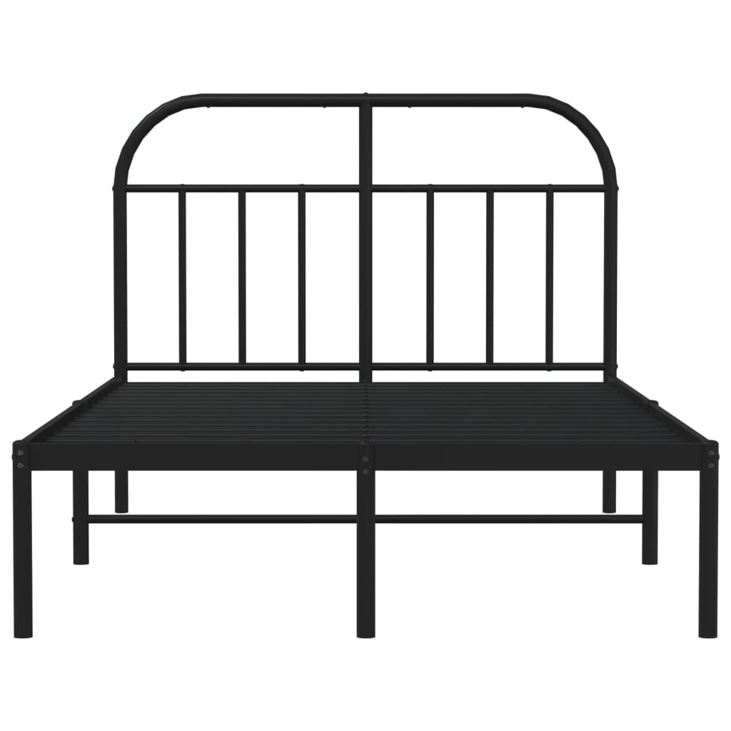 Metalni okvir za krevet s uzglavljem crni 120x190 cm