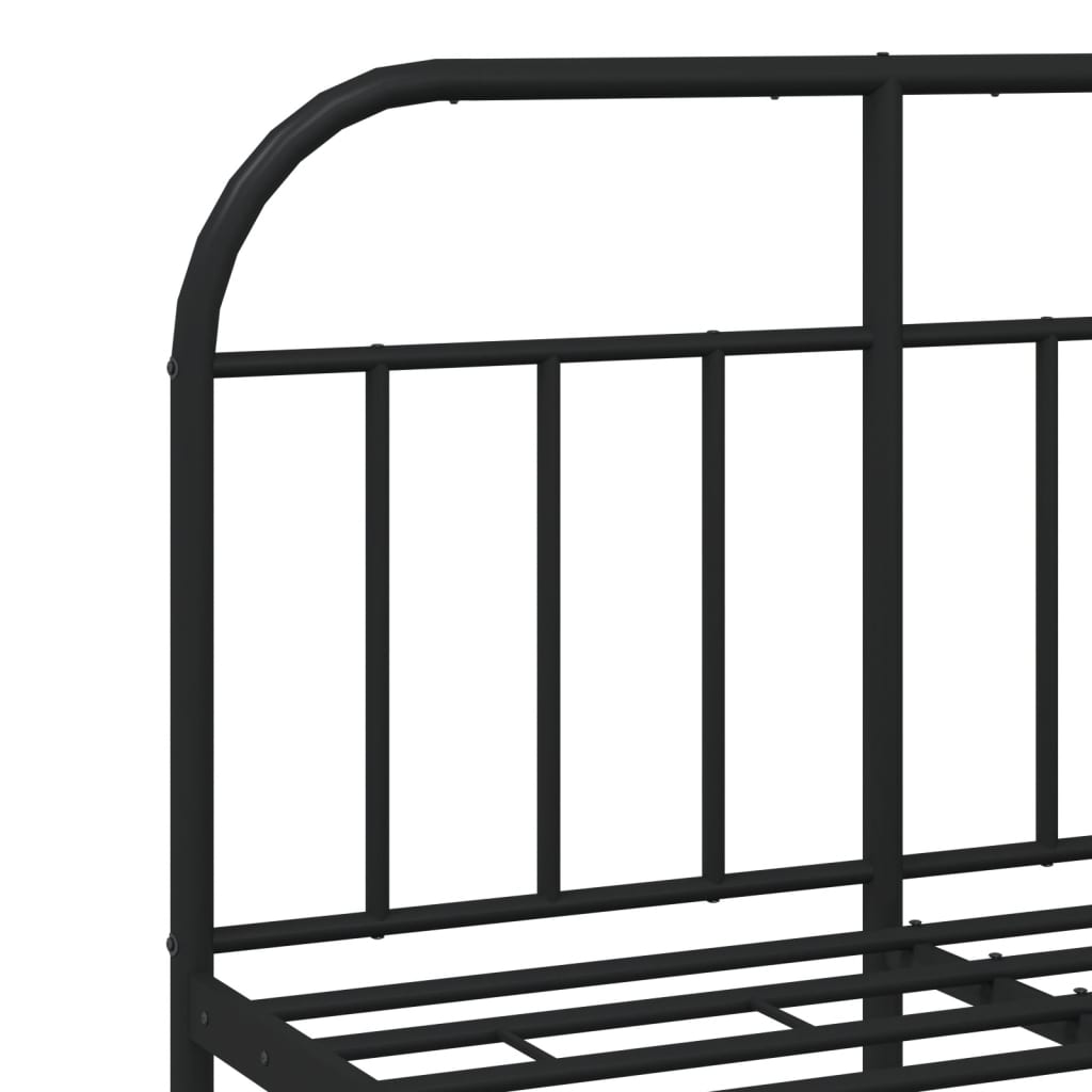 Metalni okvir za krevet s uzglavljem crni 120x190 cm