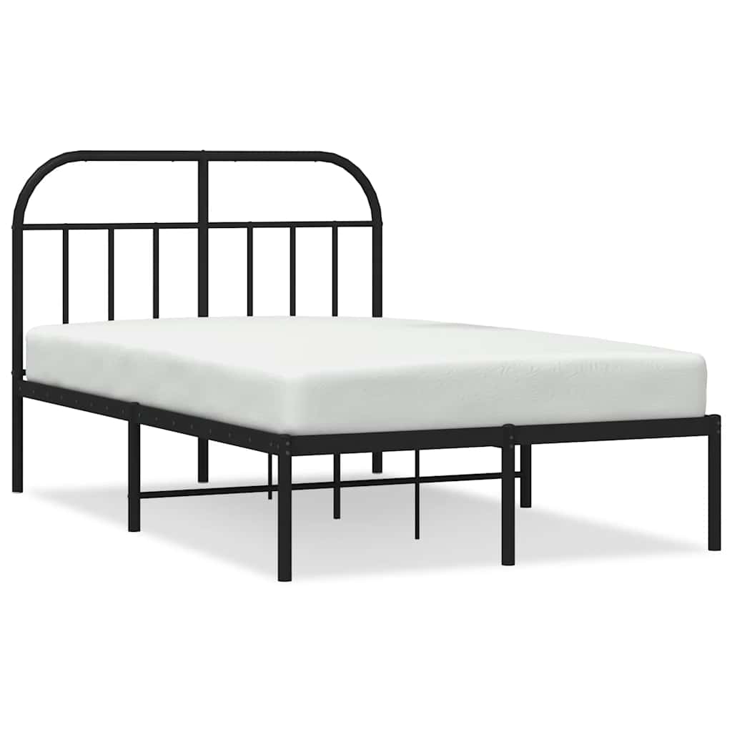 Metalni okvir za krevet s uzglavljem crni 120x200 cm