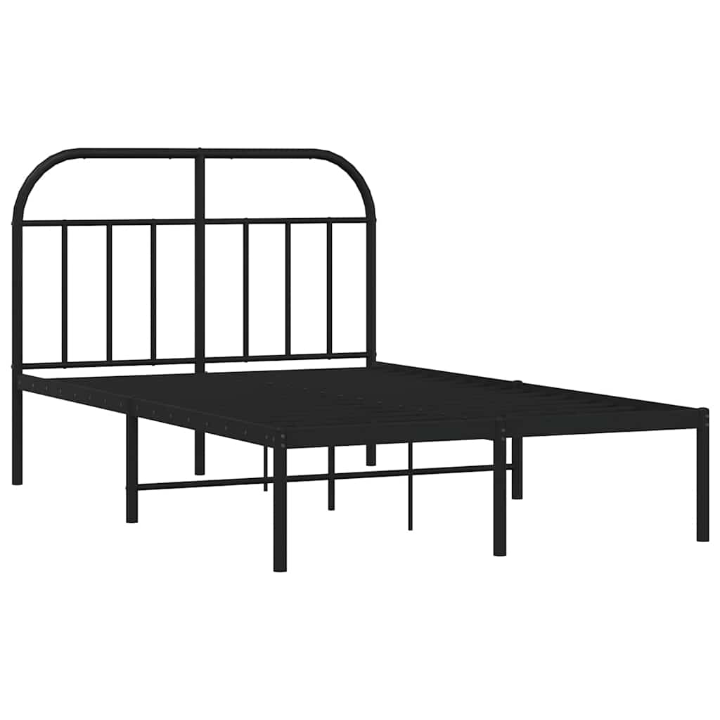 Metalni okvir za krevet s uzglavljem crni 120x200 cm