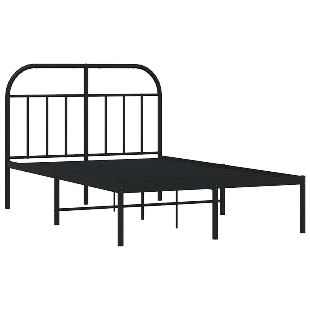 Metalni okvir za krevet s uzglavljem crni 120x200 cm
