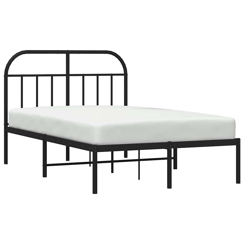 Metalni okvir za krevet s uzglavljem crni 120x200 cm