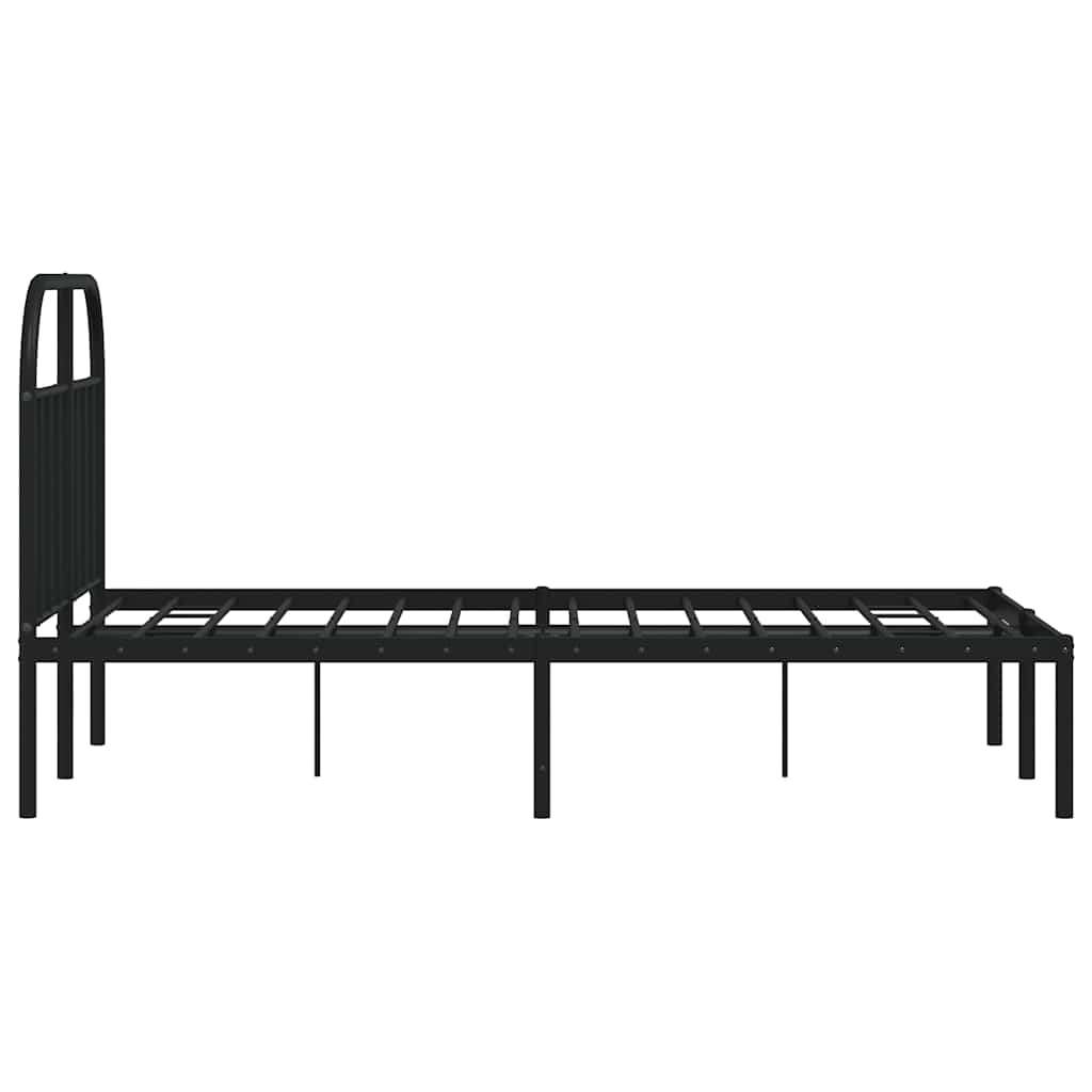 Metalni okvir za krevet s uzglavljem crni 120x200 cm
