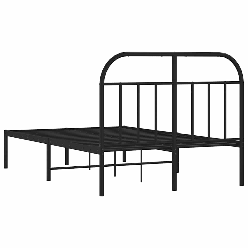 Metalni okvir za krevet s uzglavljem crni 120x200 cm