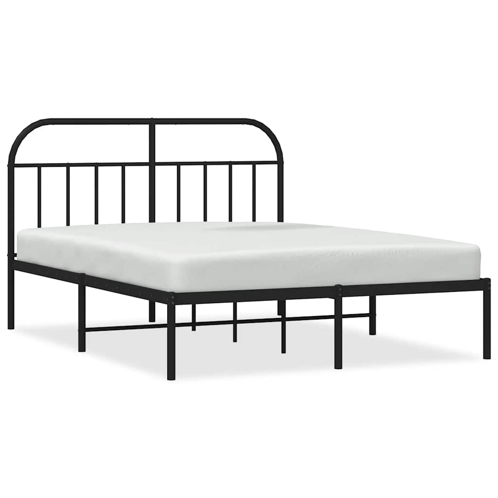 Metalni okvir za krevet s uzglavljem crni 135x190 cm