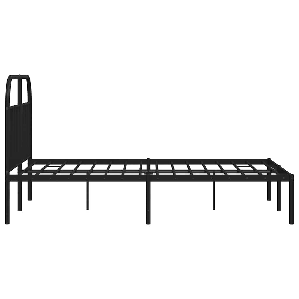 Metalni okvir za krevet s uzglavljem crni 135x190 cm