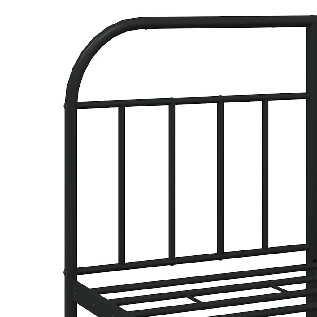 Metalni okvir za krevet s uzglavljem crni 135x190 cm