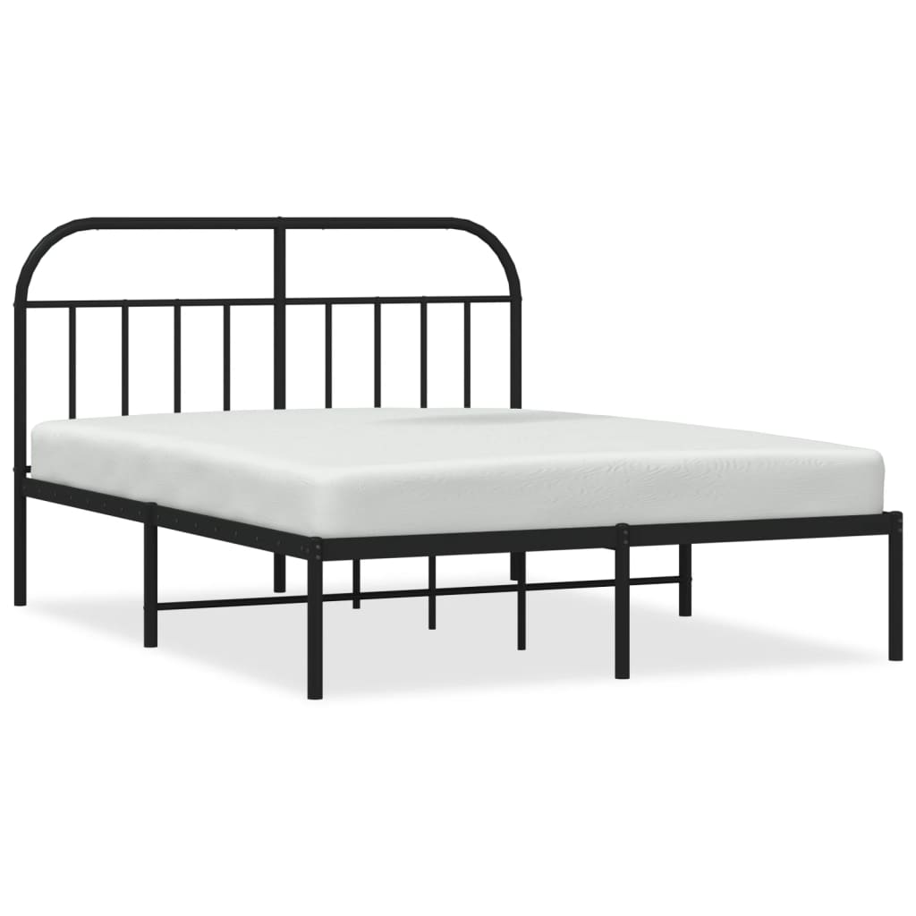 Metalni okvir za krevet s uzglavljem crni 140x190 cm