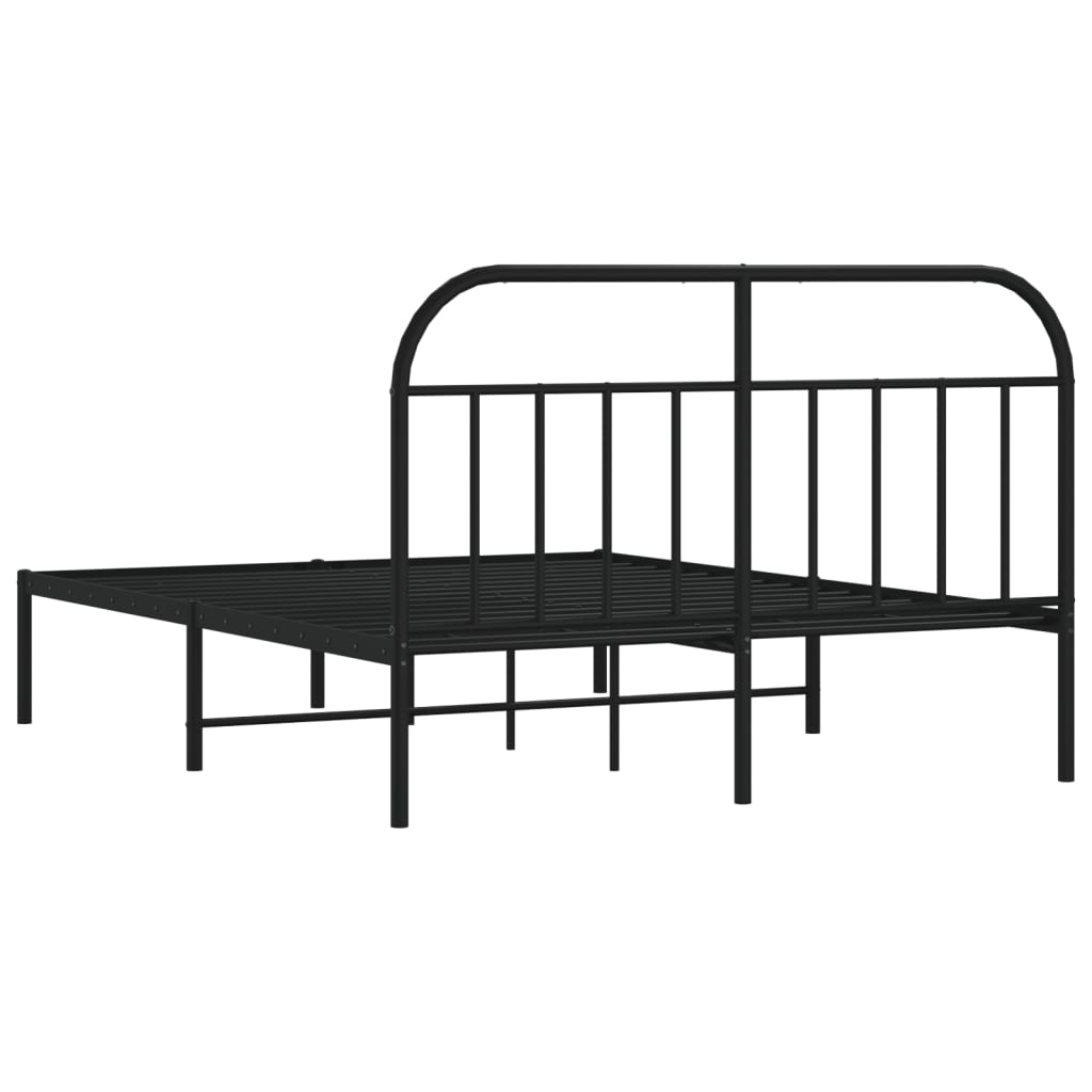 Metalni okvir za krevet s uzglavljem crni 140x190 cm