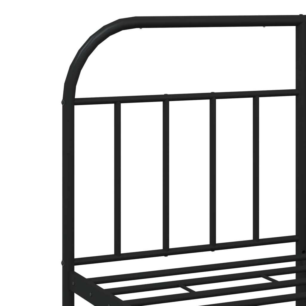 Metalni okvir za krevet s uzglavljem crni 140x190 cm