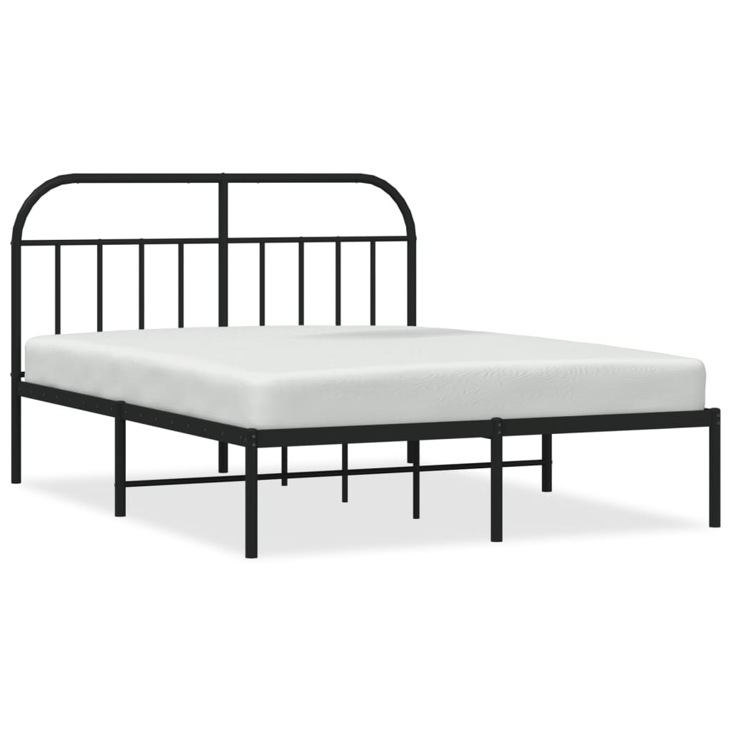 Metalni okvir za krevet s uzglavljem crni 140x200 cm