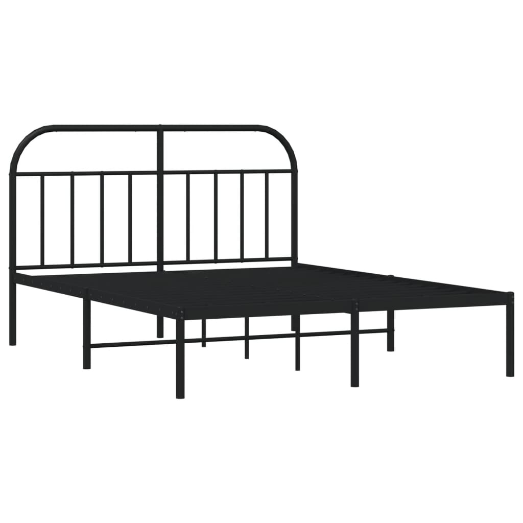 Metalni okvir za krevet s uzglavljem crni 140x200 cm