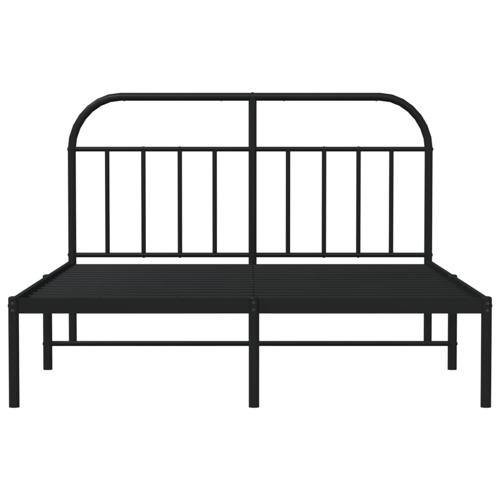 Metalni okvir za krevet s uzglavljem crni 140x200 cm