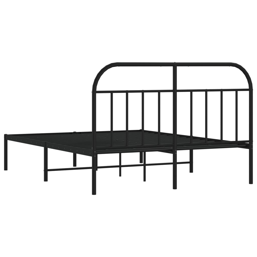Metalni okvir za krevet s uzglavljem crni 140x200 cm