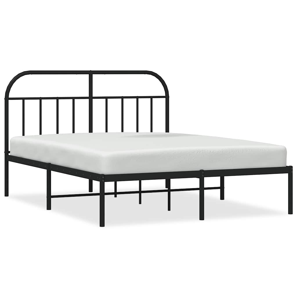 Metalni okvir za krevet s uzglavljem crni 150x200 cm