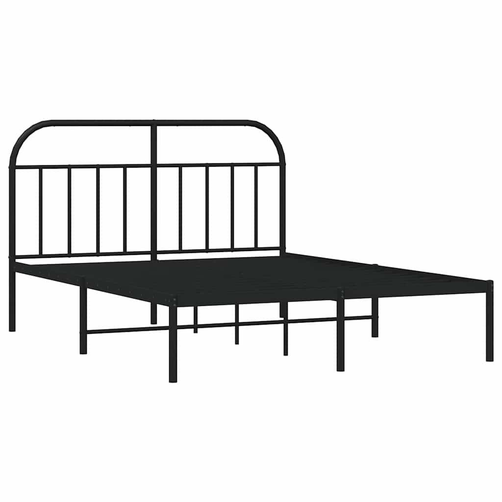 Metalni okvir za krevet s uzglavljem crni 150x200 cm