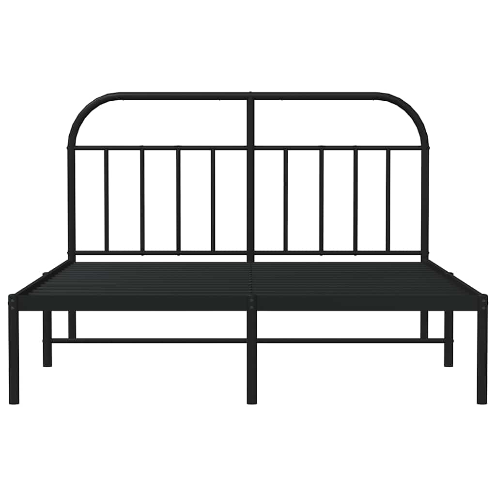 Metalni okvir za krevet s uzglavljem crni 150x200 cm