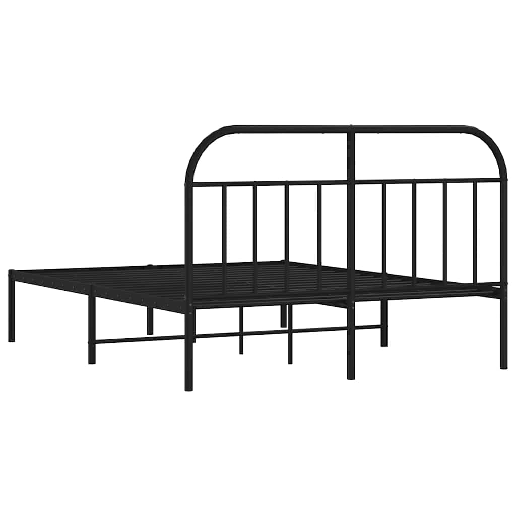 Metalni okvir za krevet s uzglavljem crni 150x200 cm