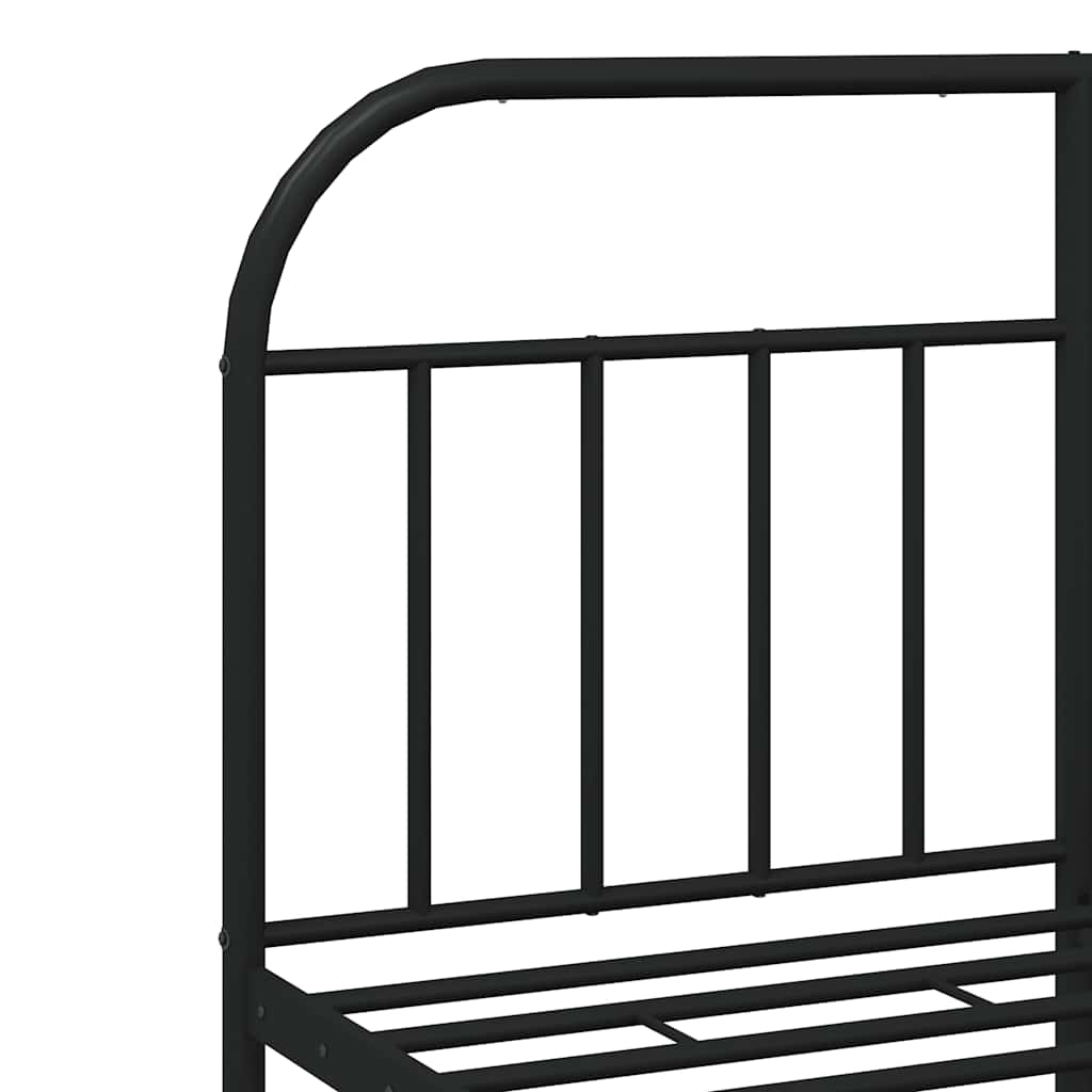 Metalni okvir za krevet s uzglavljem crni 150x200 cm