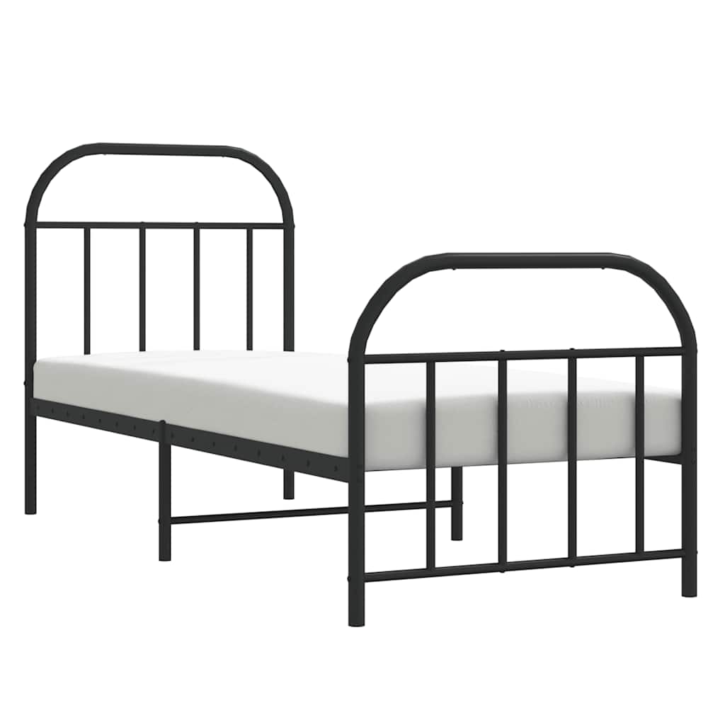 Metalni okvir kreveta uzglavlje i podnožje crni 75x190 cm