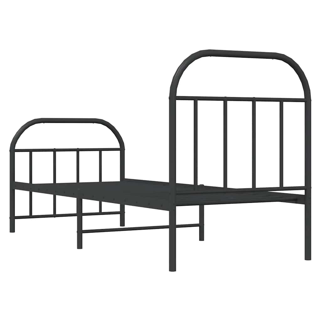 Metalni okvir kreveta uzglavlje i podnožje crni 75x190 cm