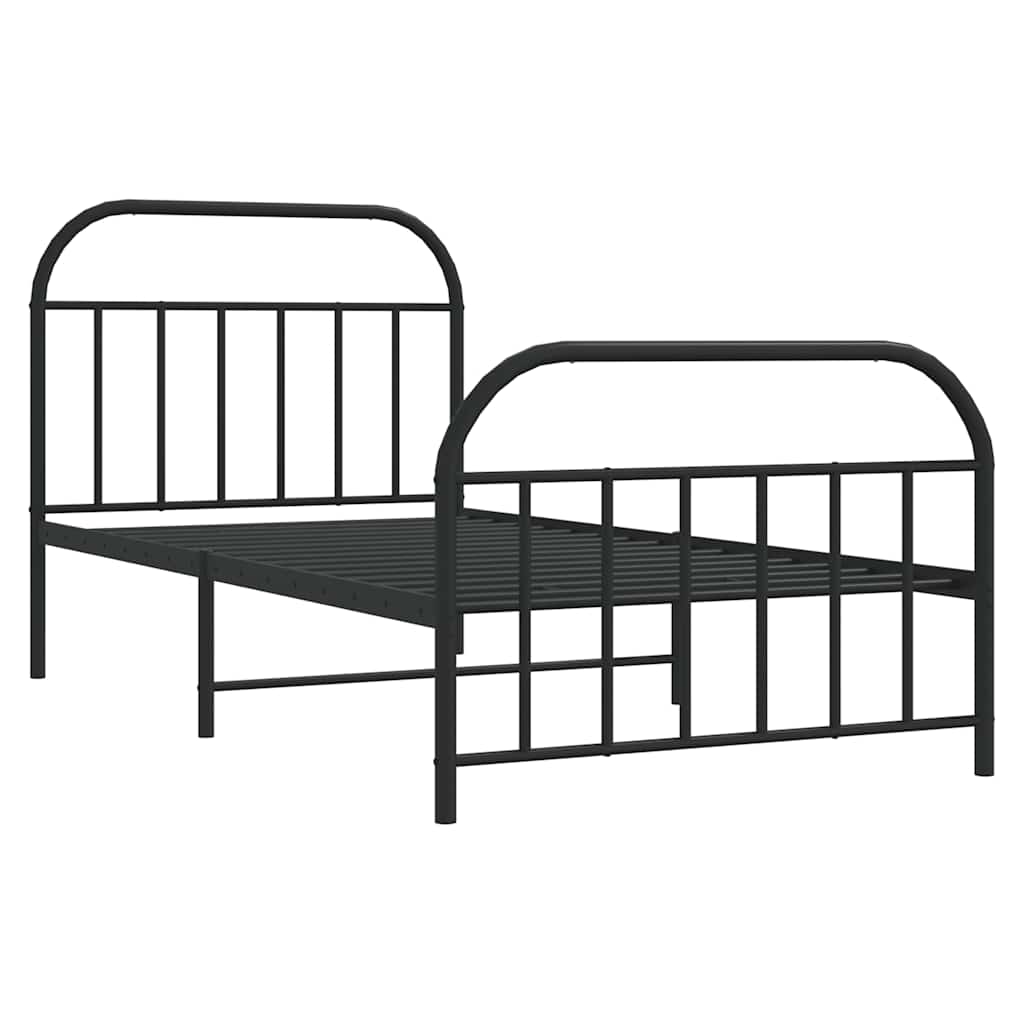 Metalni okvir kreveta uzglavlje i podnožje crni 100x200 cm