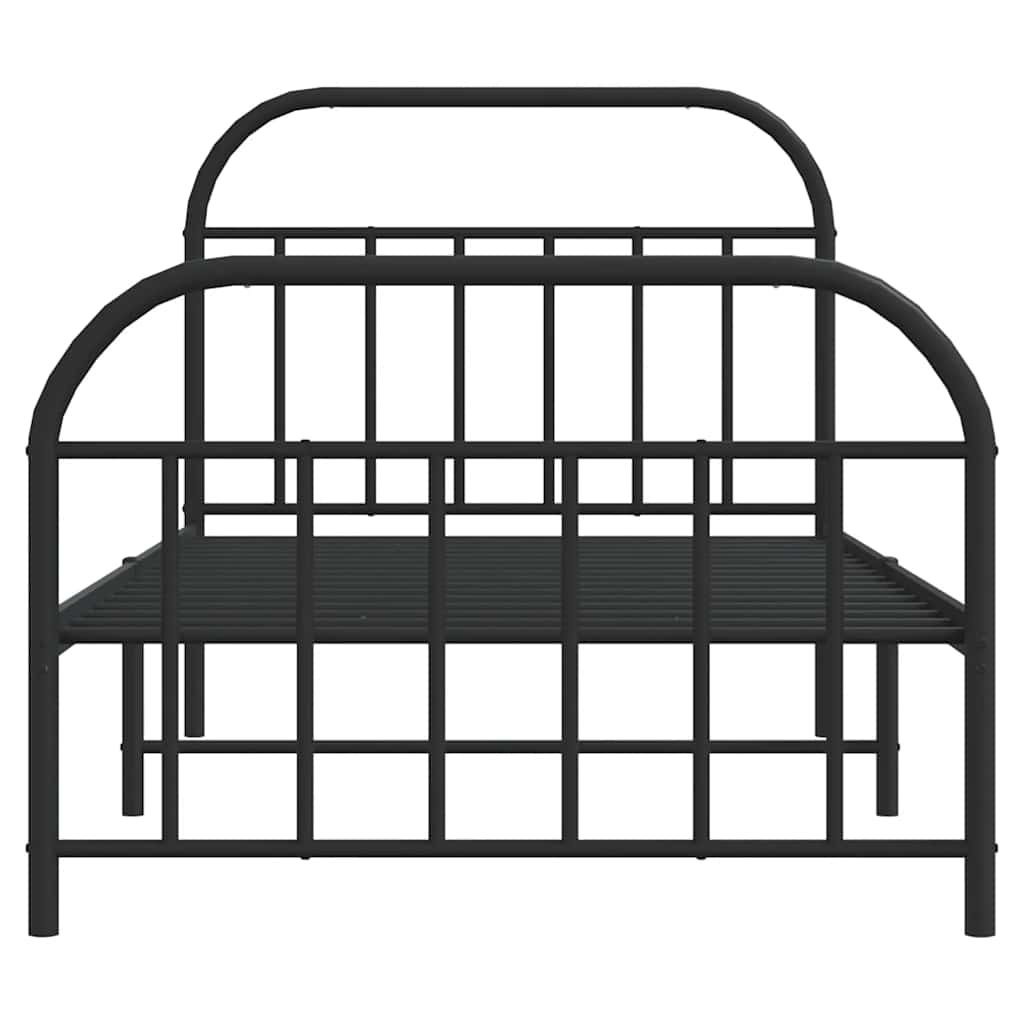 Metalni okvir kreveta uzglavlje i podnožje crni 100x200 cm