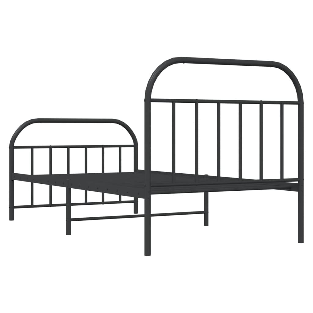 Metalni okvir kreveta uzglavlje i podnožje crni 107x203 cm
