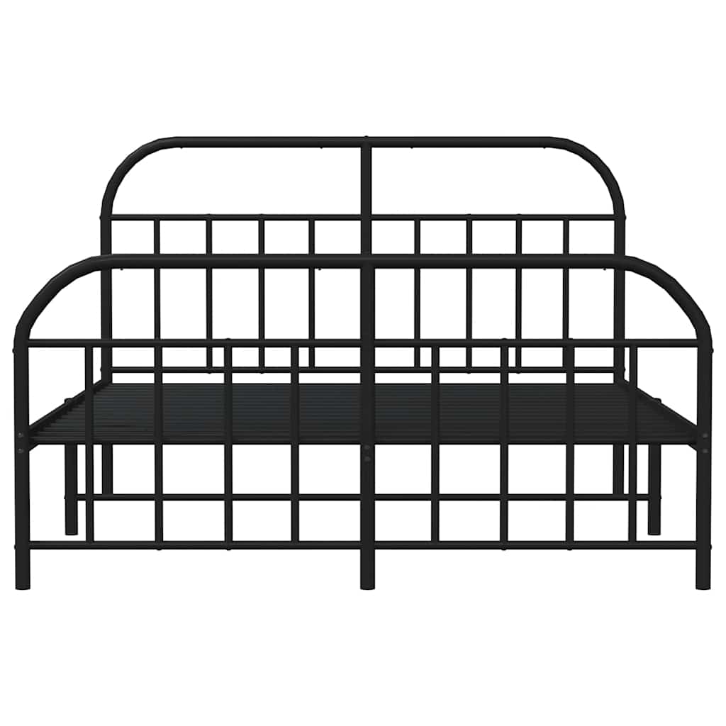 Metalni okvir kreveta uzglavlje i podnožje crni 135x190 cm