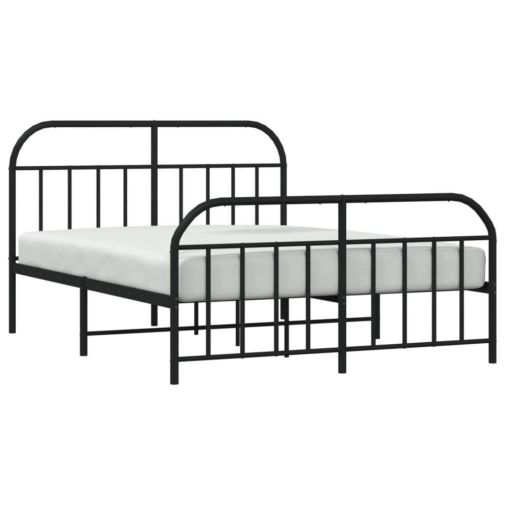 Metalni okvir kreveta uzglavlje i podnožje crni 140x190 cm