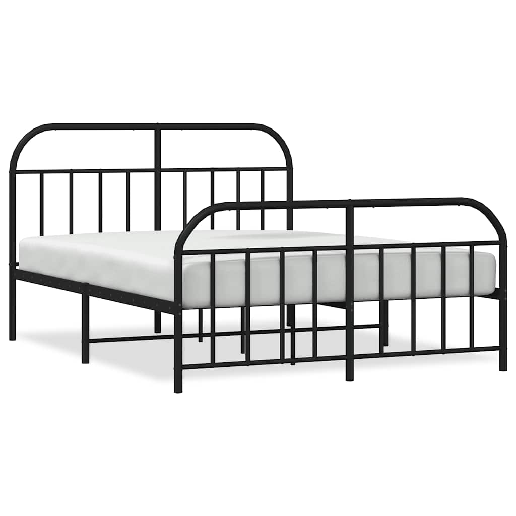 Metalni okvir kreveta uzglavlje i podnožje crni 160x200 cm