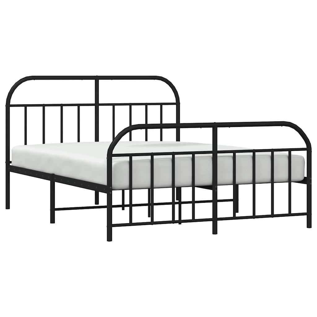 Metalni okvir kreveta uzglavlje i podnožje crni 183x213 cm