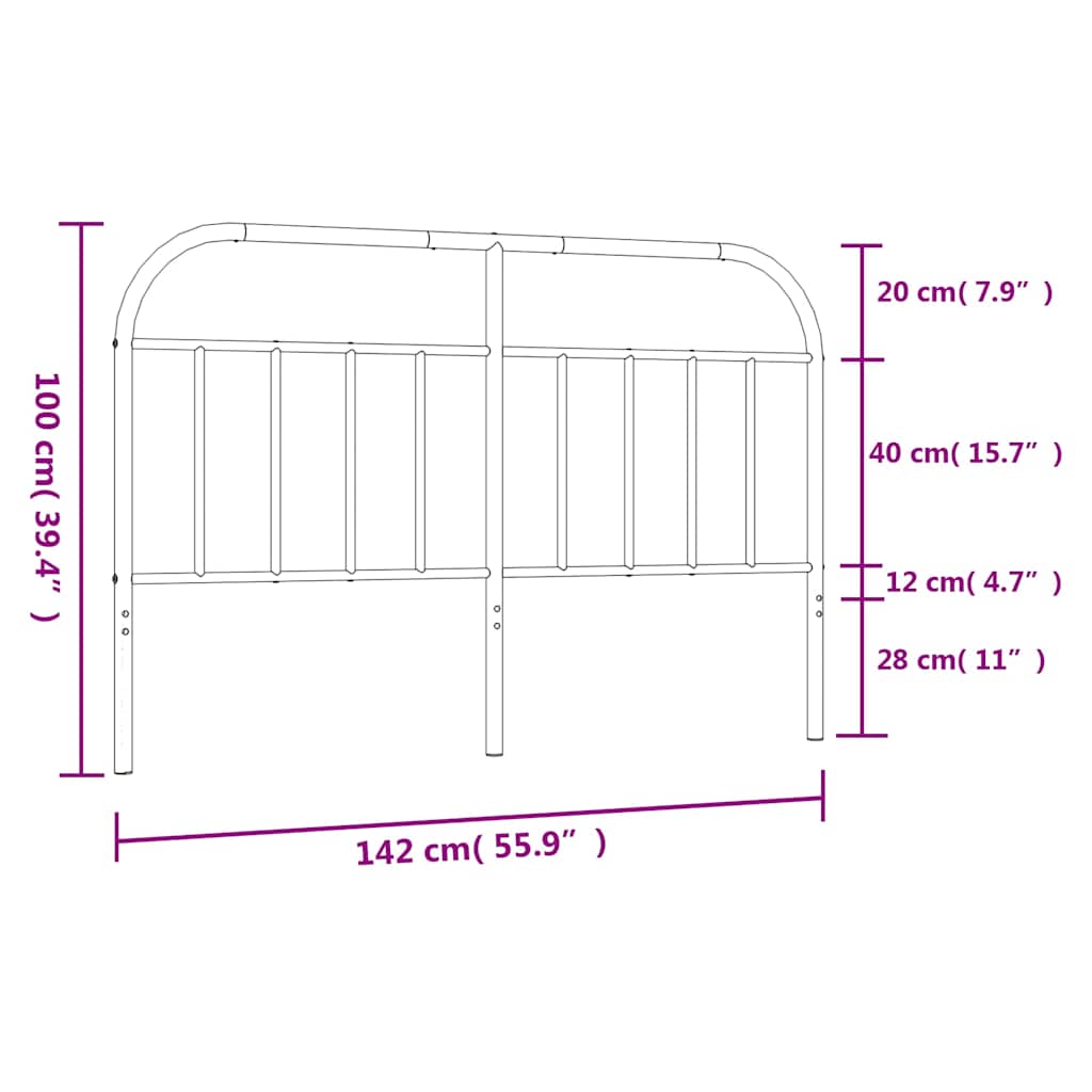Metalno zamjensko uzglavlje crno 135 cm
