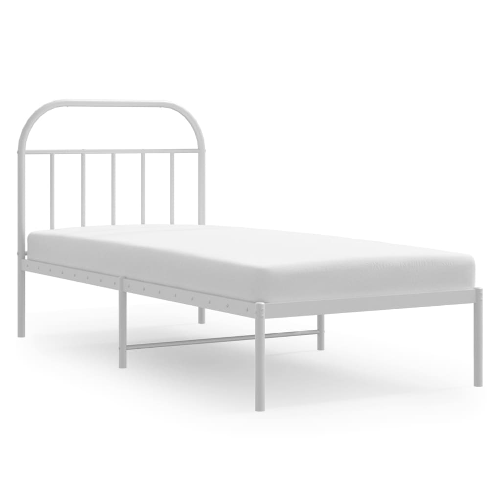 Metalni okvir za krevet s uzglavljem bijeli 90 x 190 cm