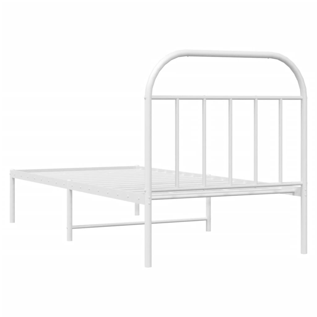 Metalni okvir za krevet s uzglavljem bijeli 90 x 190 cm