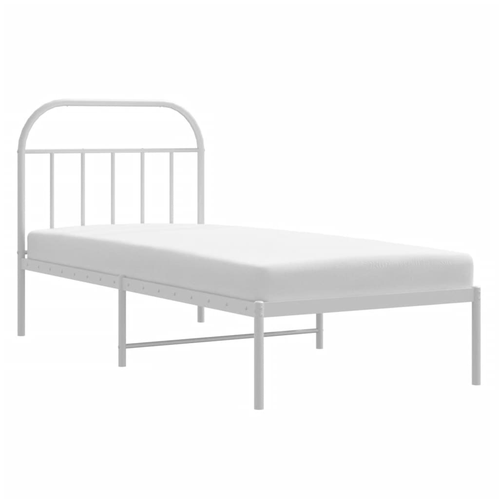 Metalni okvir za krevet s uzglavljem bijeli 90x200 cm