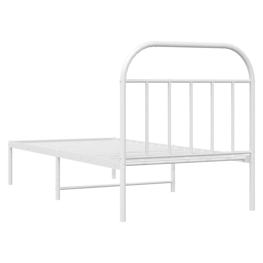 Metalni okvir za krevet s uzglavljem bijeli 90x200 cm