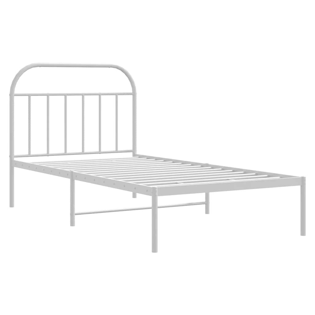 Metalni okvir za krevet s uzglavljem bijeli 100x190 cm