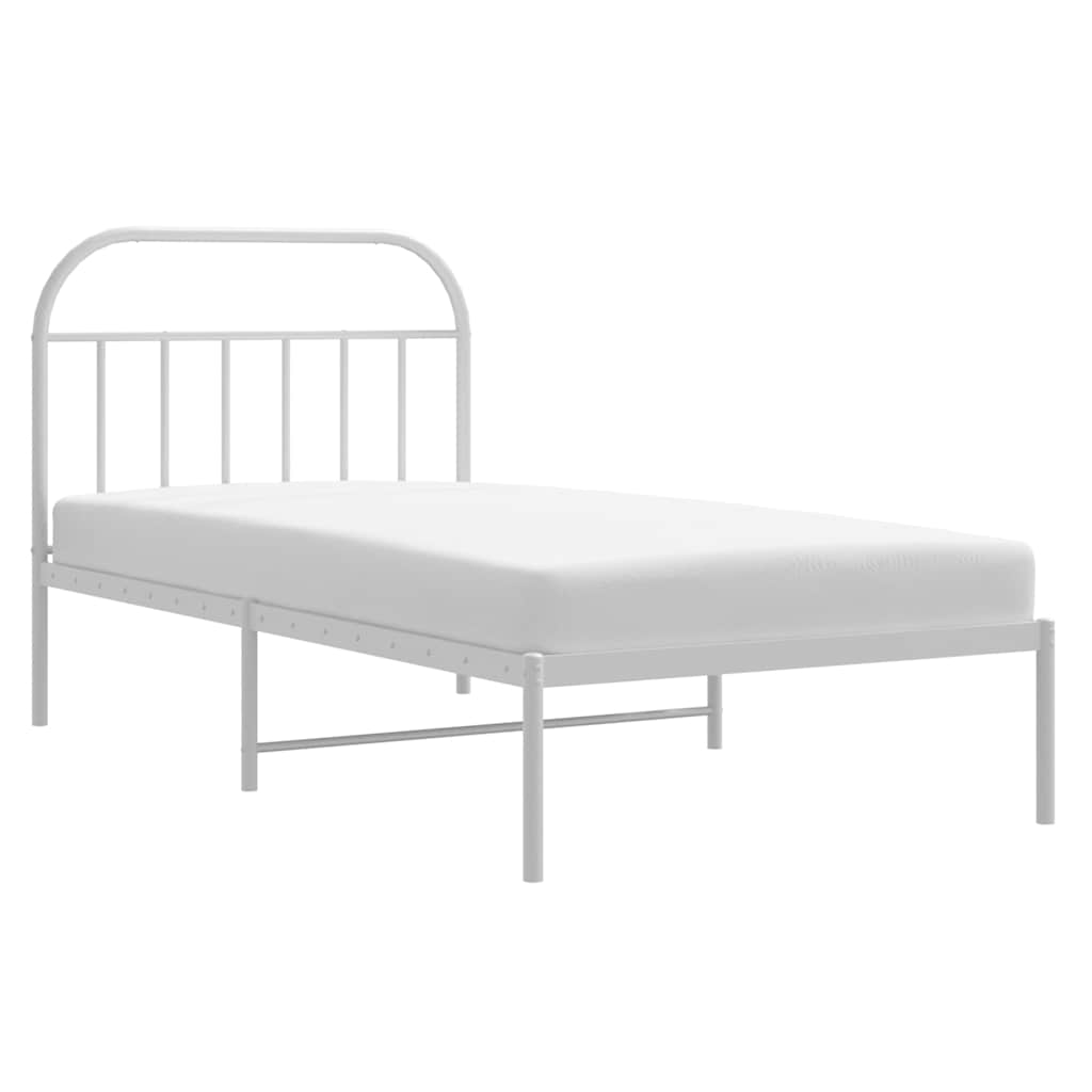 Metalni okvir za krevet s uzglavljem bijeli 100x190 cm