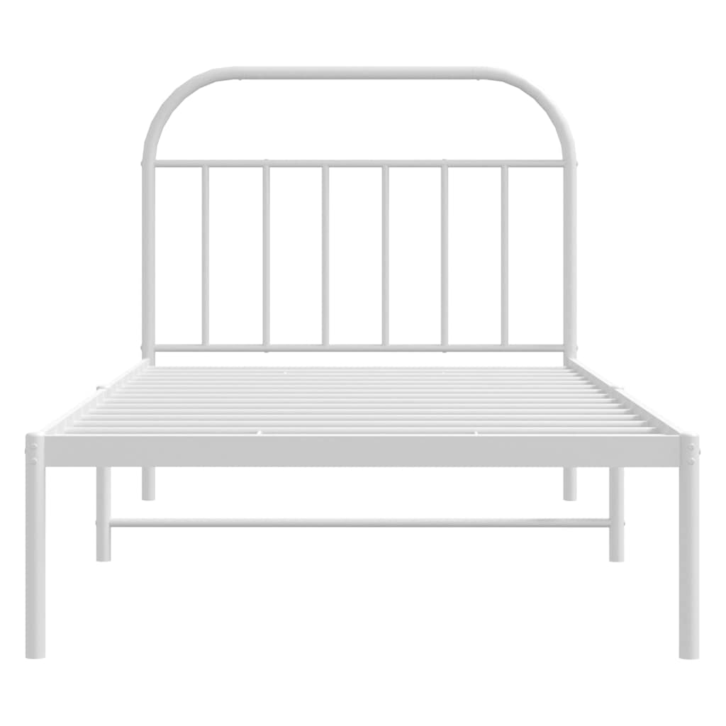 Metalni okvir za krevet s uzglavljem bijeli 100x190 cm