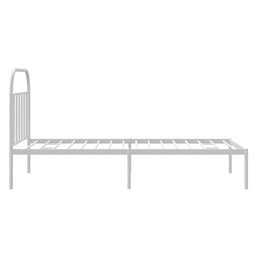 Metalni okvir za krevet s uzglavljem bijeli 100x190 cm