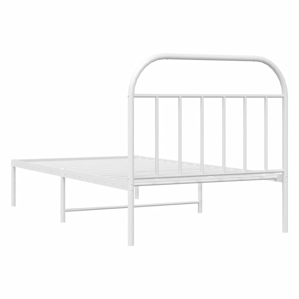 Metalni okvir za krevet s uzglavljem bijeli 100x200 cm