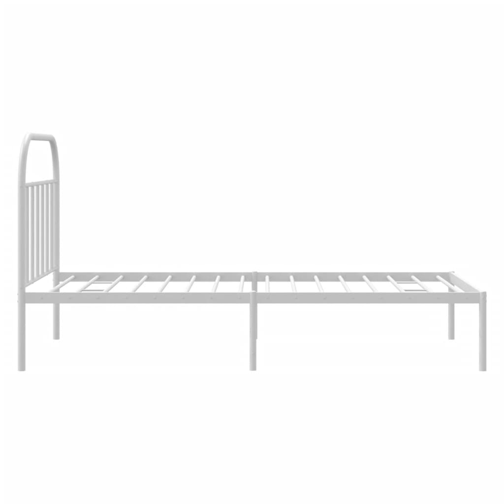 Metalni okvir za krevet s uzglavljem bijeli 107x203 cm