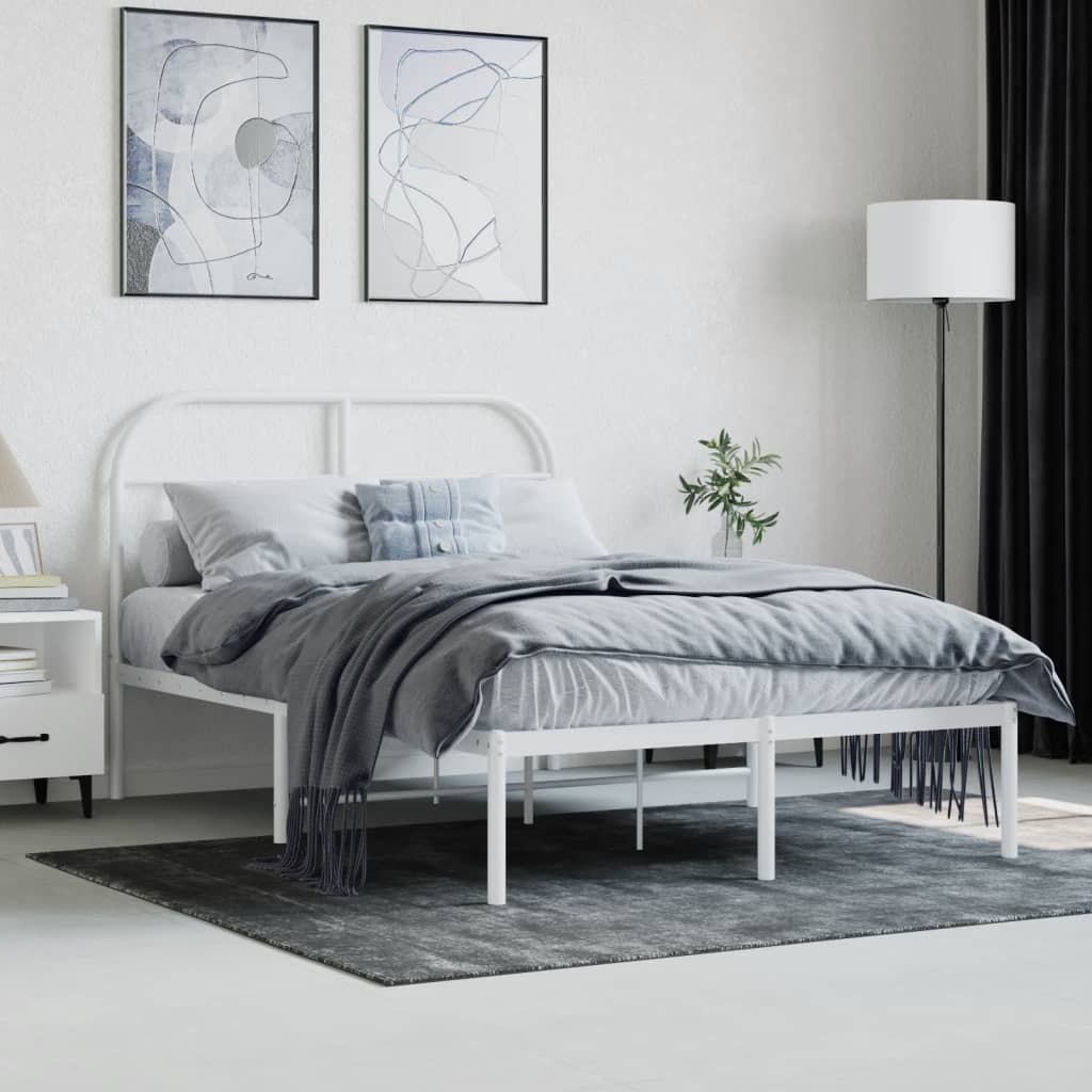 Metalni okvir za krevet s uzglavljem bijeli 120 x 190 cm