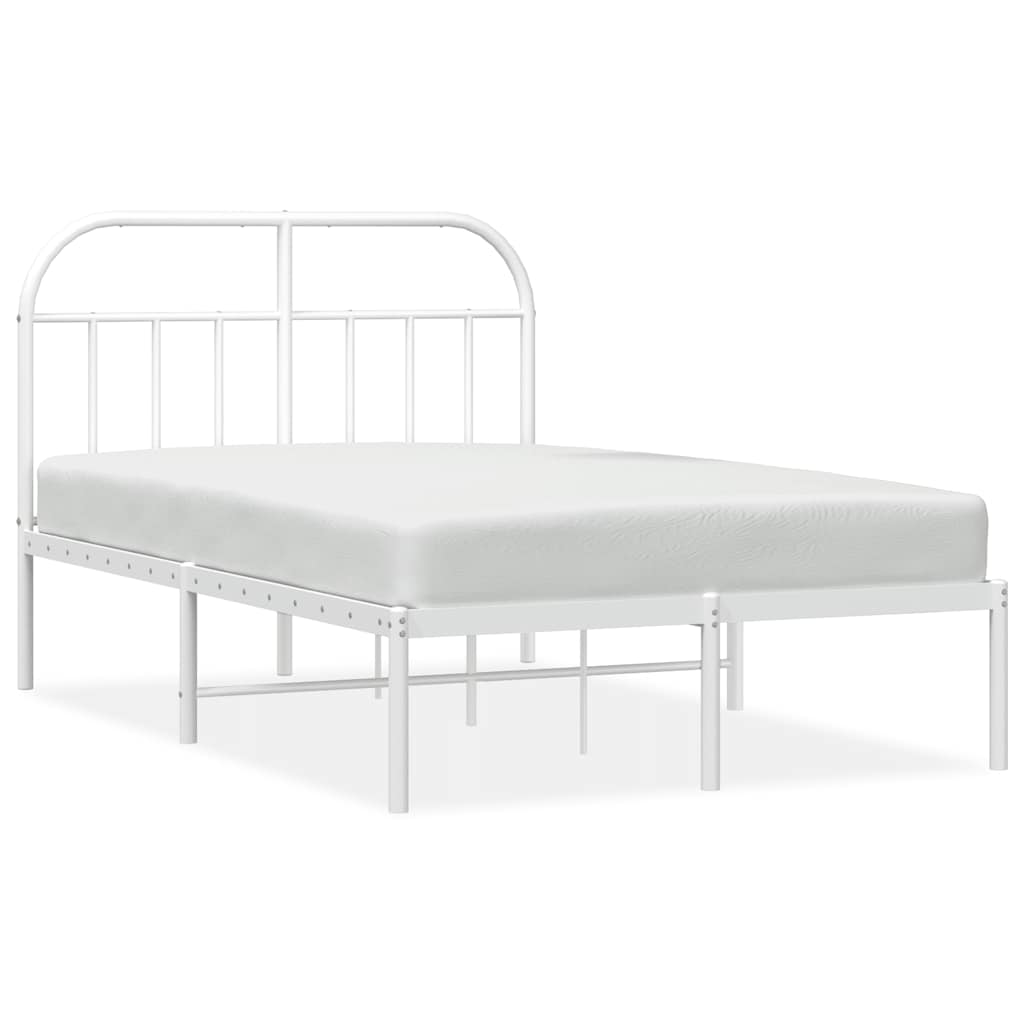 Metalni okvir za krevet s uzglavljem bijeli 135x190 cm