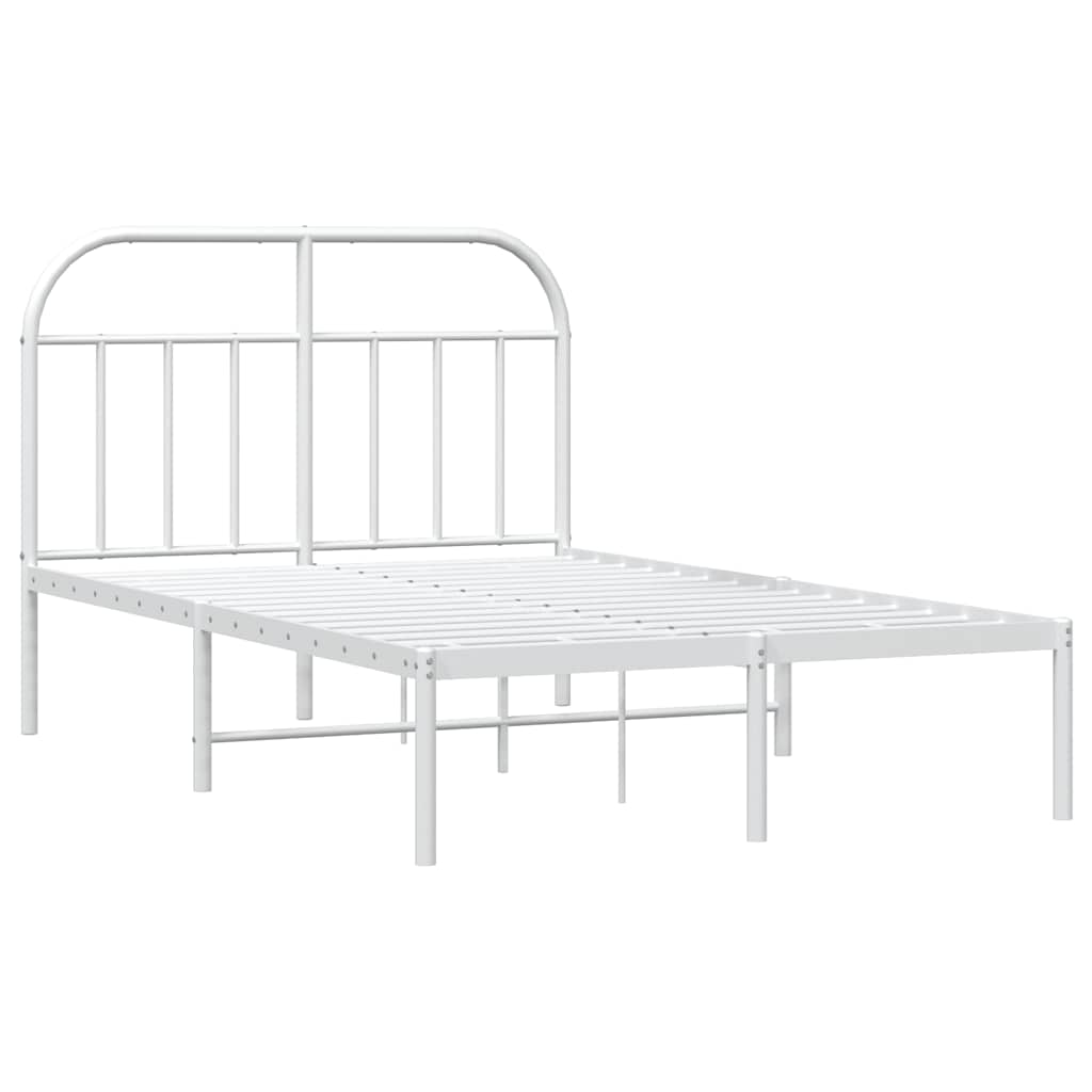 Metalni okvir za krevet s uzglavljem bijeli 135x190 cm