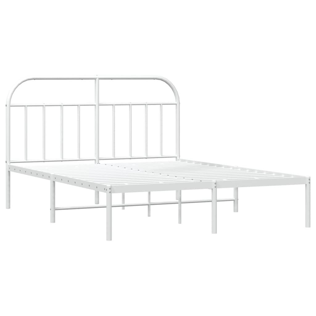 Metalni okvir za krevet s uzglavljem bijeli 140 x 190 cm
