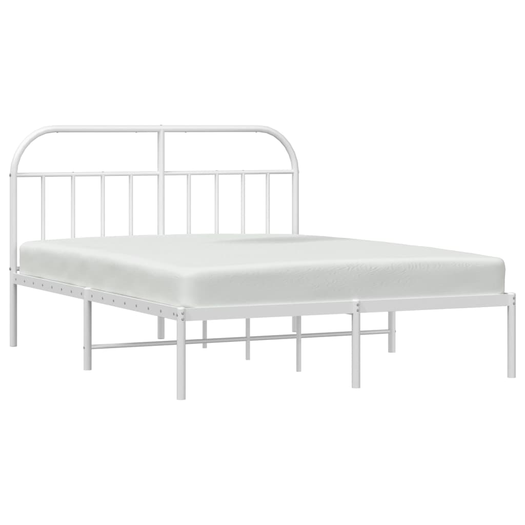 Metalni okvir za krevet s uzglavljem bijeli 140 x 190 cm