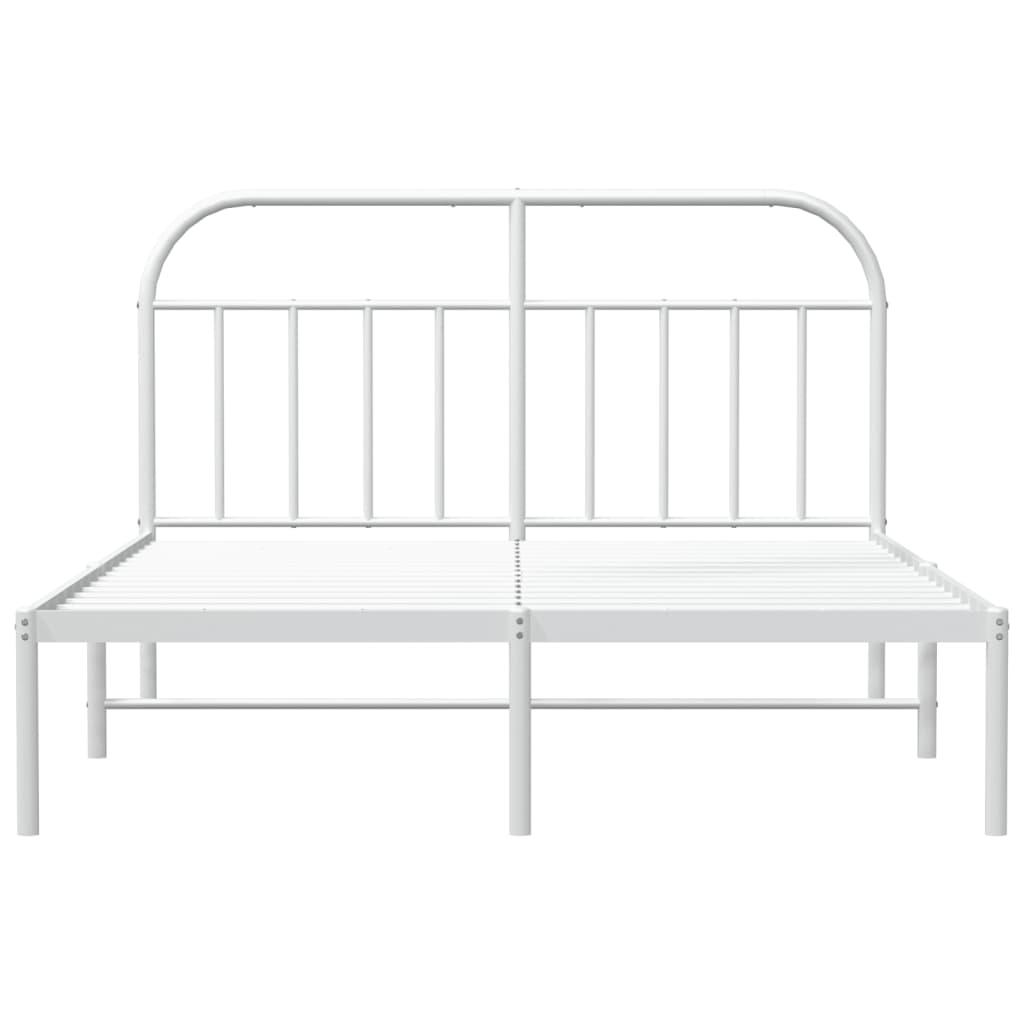 Metalni okvir za krevet s uzglavljem bijeli 140 x 190 cm