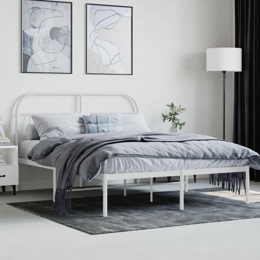 Metalni okvir za krevet s uzglavljem bijeli 140 x 200 cm